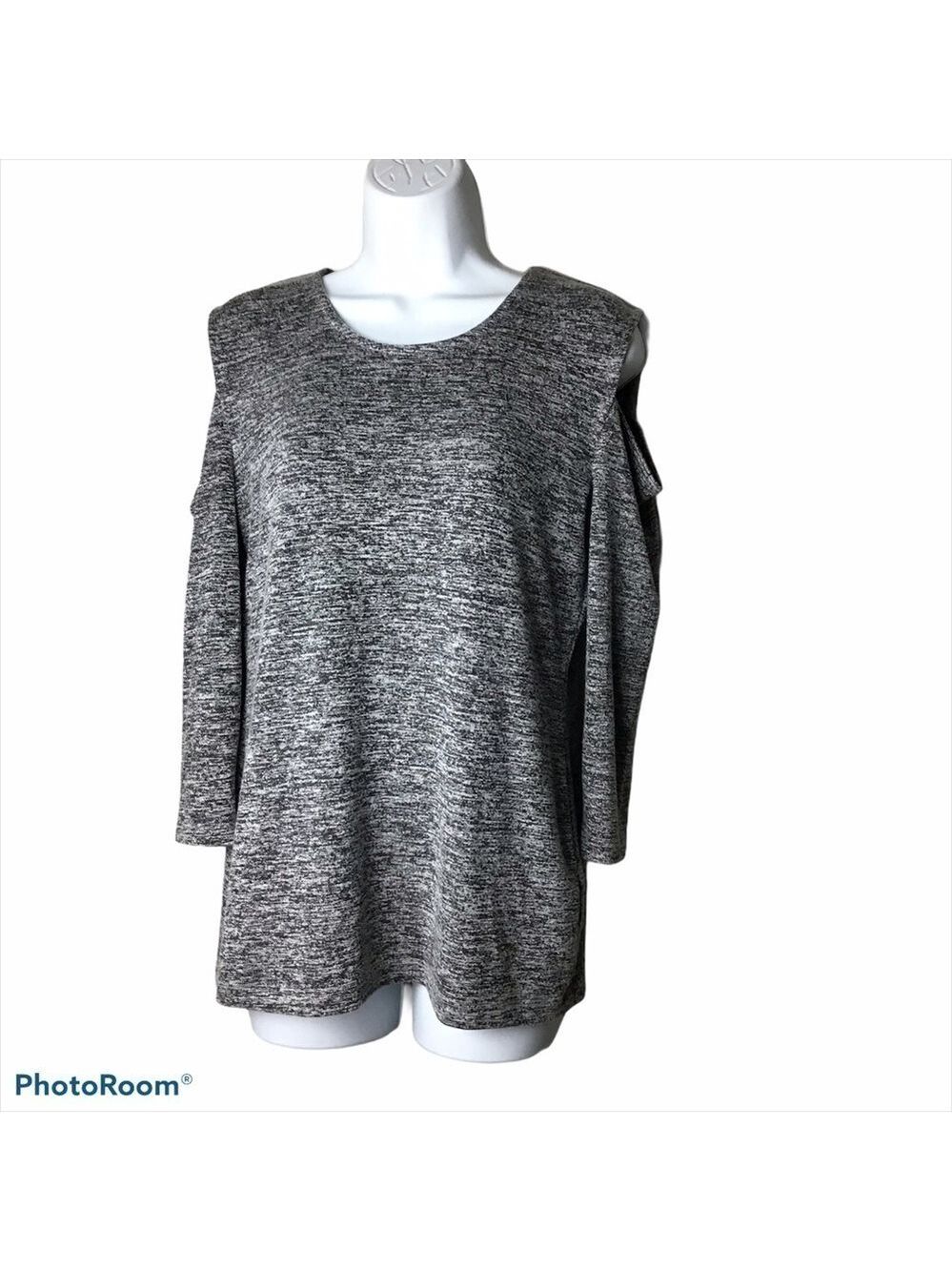 𝅺french Connection Heathered Gray Cold Shoulder Top